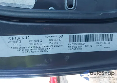 2017 Dodge Charger Sxt Awd z USA, uszkodzony, nr VIN 2C3CDXJG0HH569741